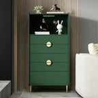 Modern Multi-Drawer White Wood Gold Storage Cabinet with Shelf