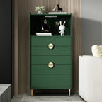 Modern Multi-Drawer White Wood Gold Storage Cabinet with Shelf