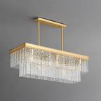 Modern Luxury Brass Glass Rectangular  2-Tier Island Lights-HomeyFad