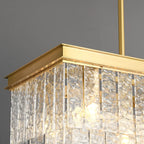 Modern Luxury Brass Glass Rectangular  2-Tier Island Lights-HomeyFad