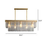 Modern Luxury Brass Glass Rectangular  2-Tier Island Lights-HomeyFad