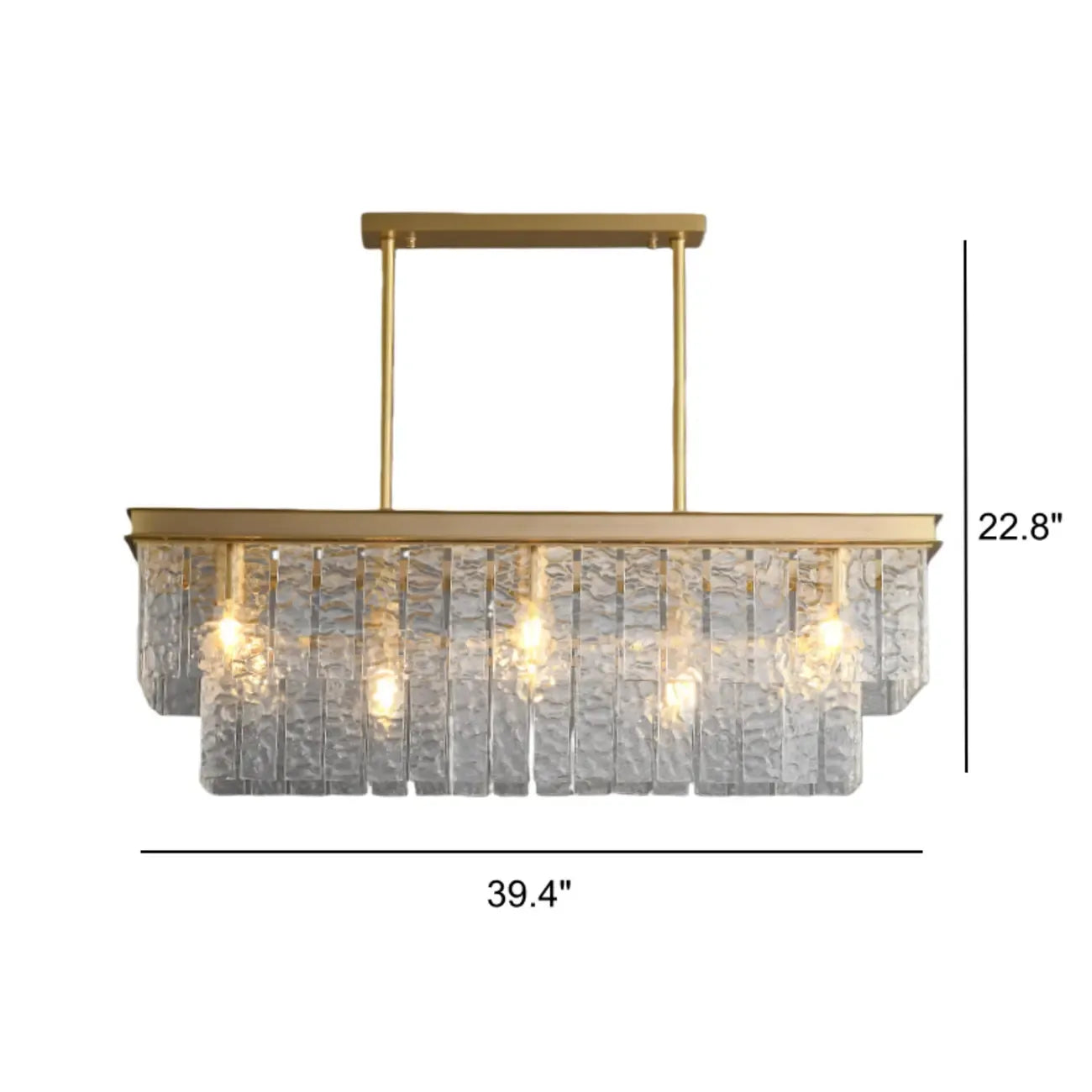 Modern Luxury Brass Glass Rectangular  2-Tier Island Lights-HomeyFad