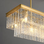 Modern Luxury Brass Glass Rectangular  2-Tier Island Lights-HomeyFad