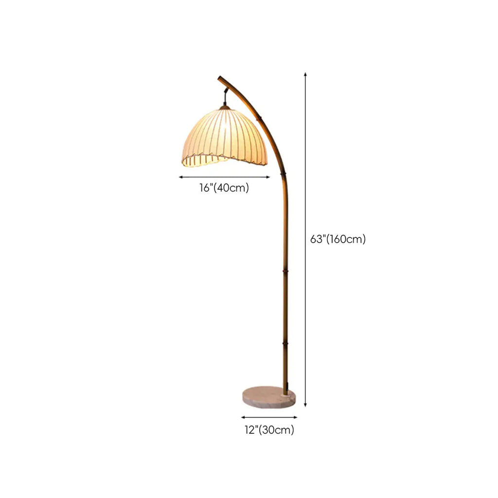 Modern Fabric Dome Metal Arc Floor Lamp Plug-In for Living Room