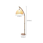 Modern Fabric Dome Metal Arc Floor Lamp Plug-In for Living Room