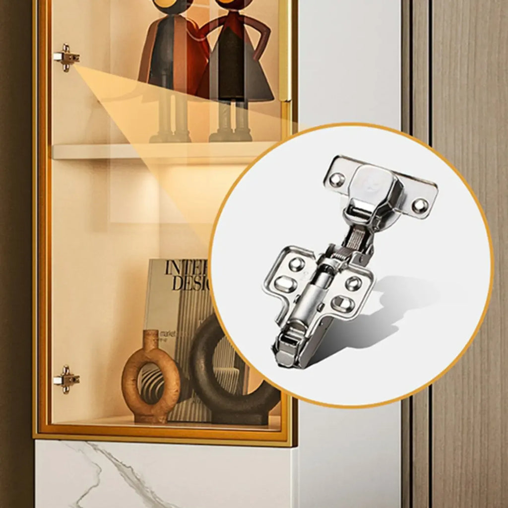 Modern White Marble-Textured Wood Glass Storage Cabinet