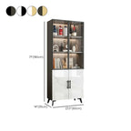 Modern White Marble-Textured Wood Glass Storage Cabinet