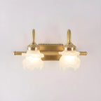 Modern Small Gold Arc 2-Light Vanity Light with Glass Shade
