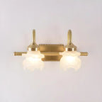 Modern Small Gold Arc 2-Light Vanity Light with Glass Shade
