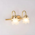 Modern Small Gold Arc 2-Light Vanity Light with Glass Shade