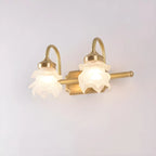 Modern Small Gold Arc 2-Light Vanity Light with Glass Shade