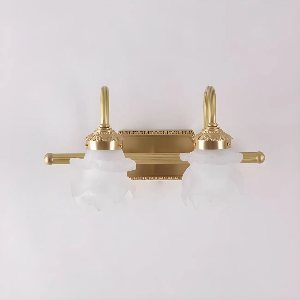 Modern Small Gold Arc 2-Light Vanity Light with Glass Shade