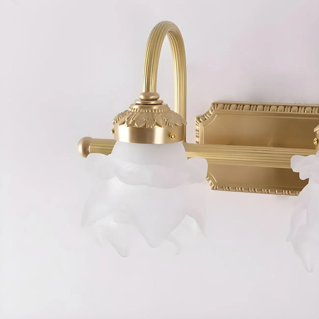 Modern Small Gold Arc 2-Light Vanity Light with Glass Shade