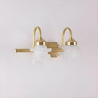 Modern Small Gold Arc 2-Light Vanity Light with Glass Shade