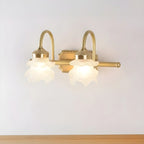 Modern Small Gold Arc 2-Light Vanity Light with Glass Shade