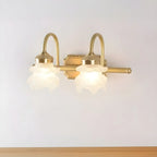 Modern Small Gold Arc 2-Light Vanity Light with Glass Shade