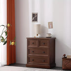 Retro Lacquered Rectangular Wooden Drawers Storage Chest