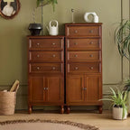 Retro Lacquered Rectangular Wooden Drawers Storage Chest