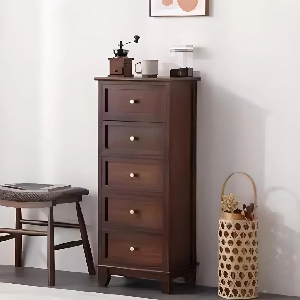 Retro Lacquered Rectangular Wooden Drawers Storage Chest