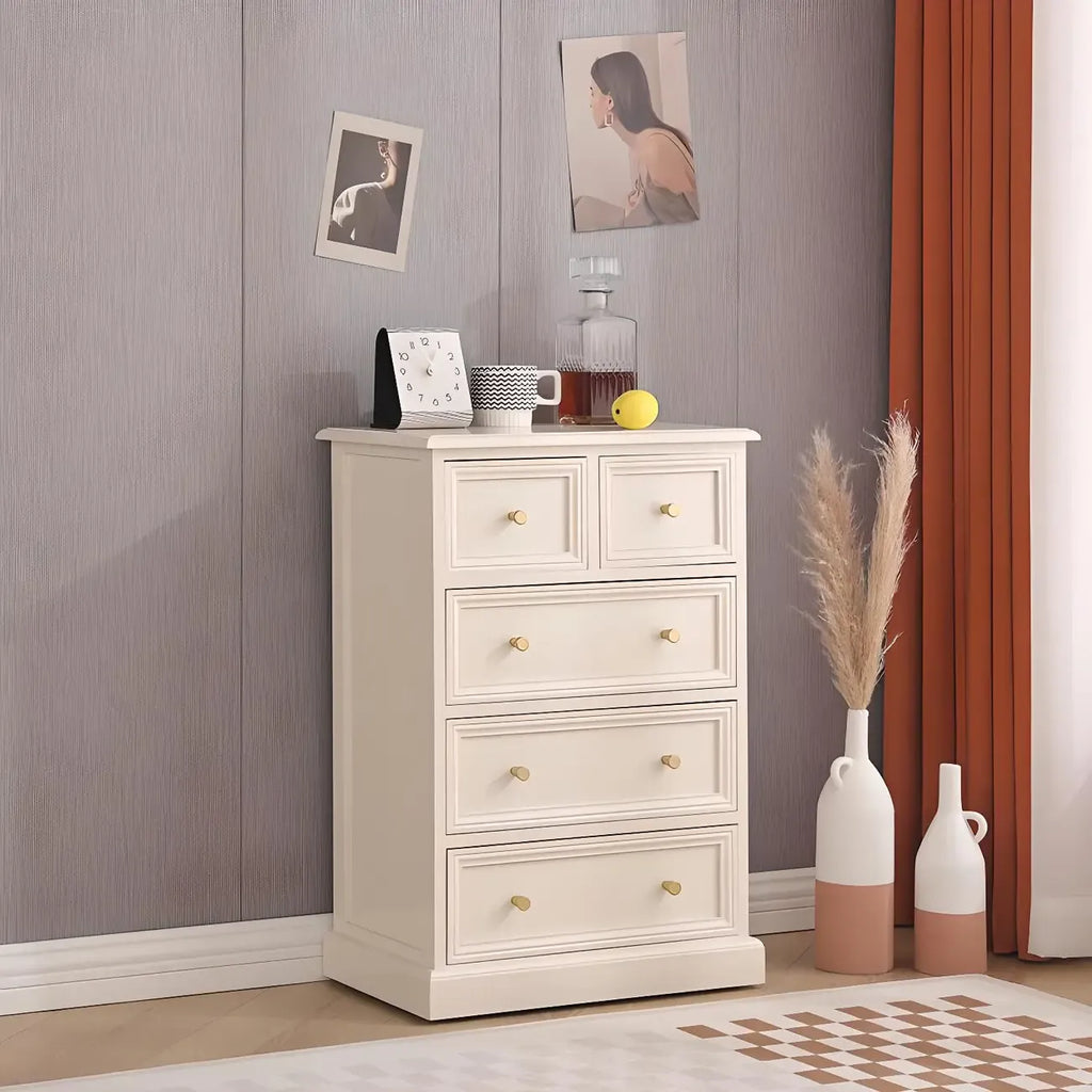 Retro Lacquered Rectangular Wooden Drawers Storage Chest