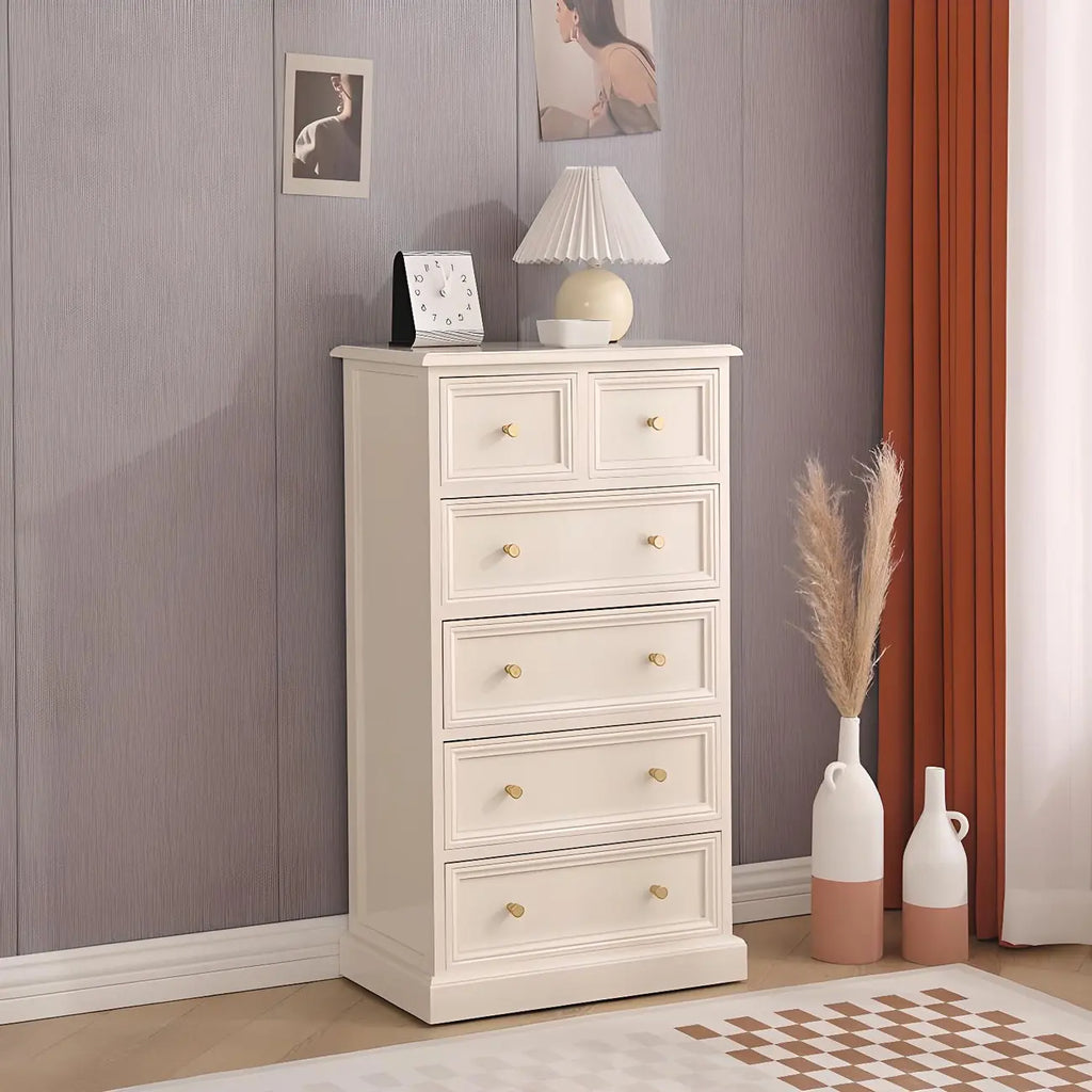 Retro Lacquered Rectangular Wooden Drawers Storage Chest