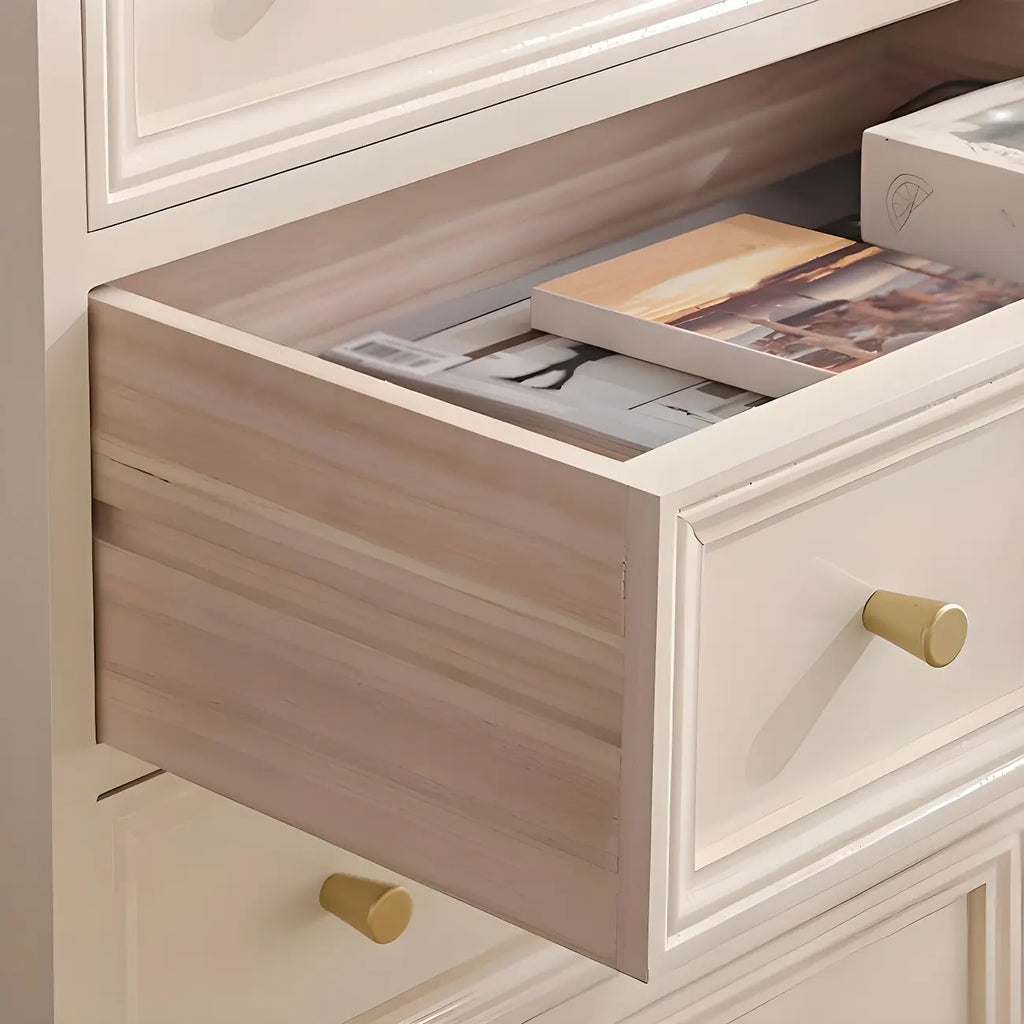 Retro Lacquered Rectangular Wooden Drawers Storage Chest