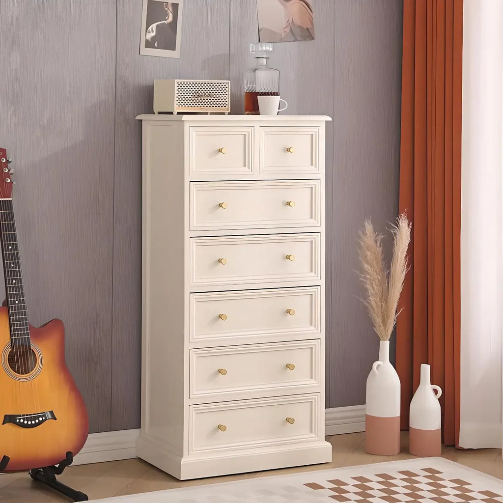 Retro Lacquered Rectangular Wooden Drawers Storage Chest