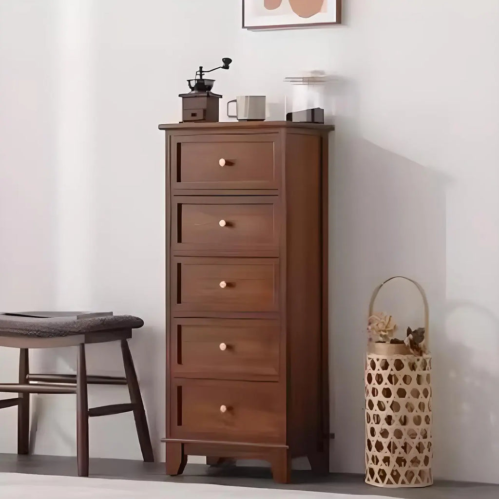 Retro Lacquered Rectangular Wooden Drawers Storage Chest