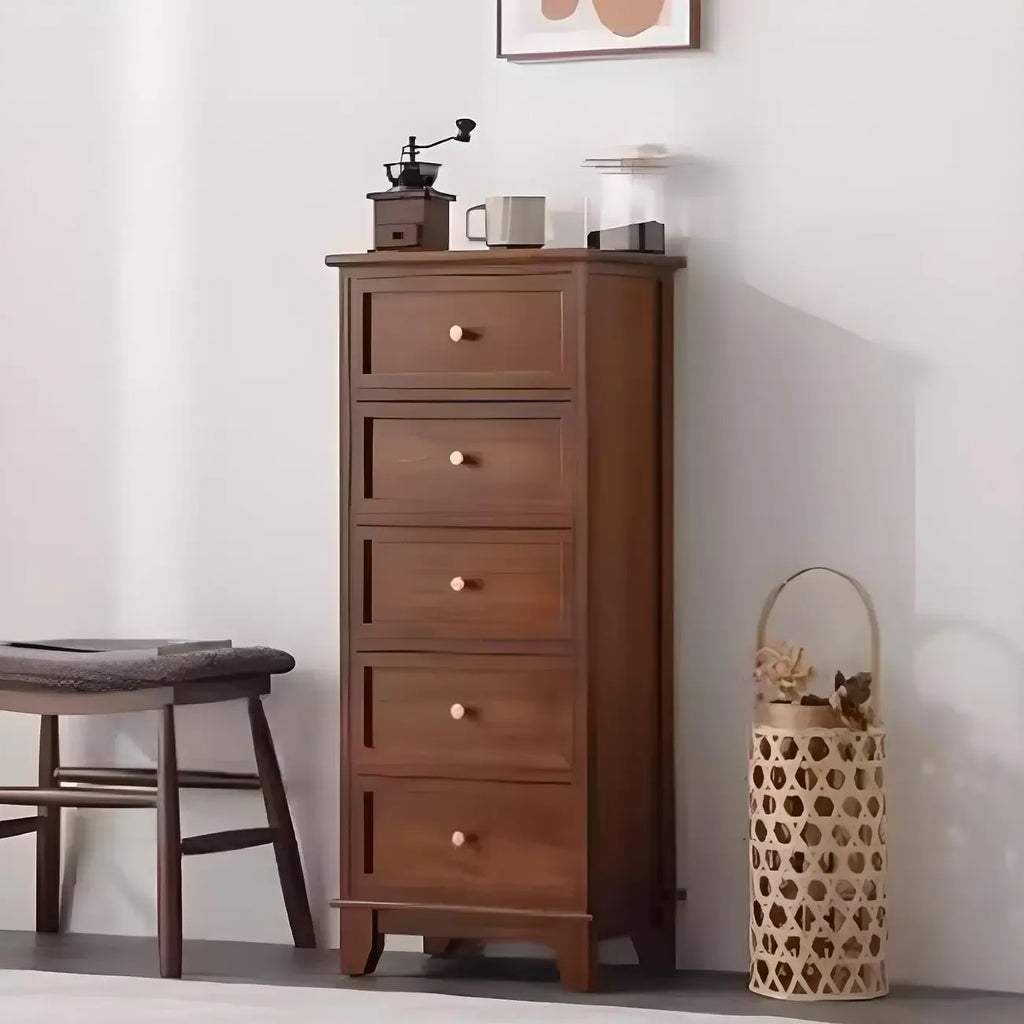 Retro Lacquered Rectangular Wooden Drawers Storage Chest