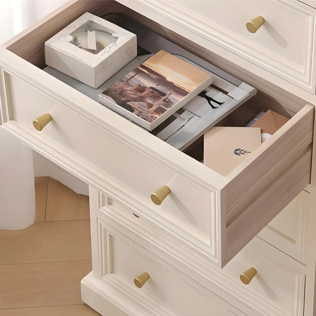 Retro Lacquered Rectangular Wooden Drawers Storage Chest