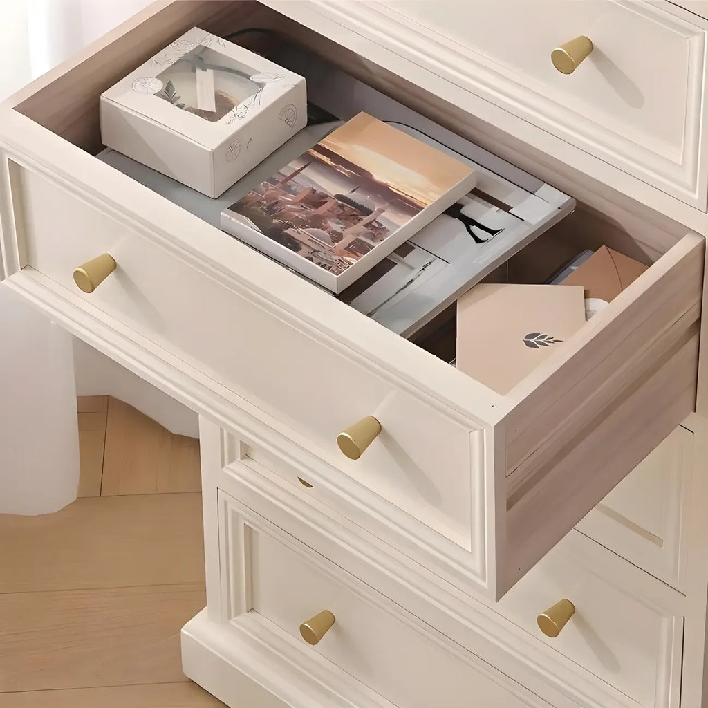 Retro Lacquered Rectangular Wooden Drawers Storage Chest