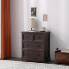 Retro Lacquered Rectangular Wooden Drawers Storage Chest