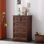 Retro Lacquered Rectangular Wooden Drawers Storage Chest