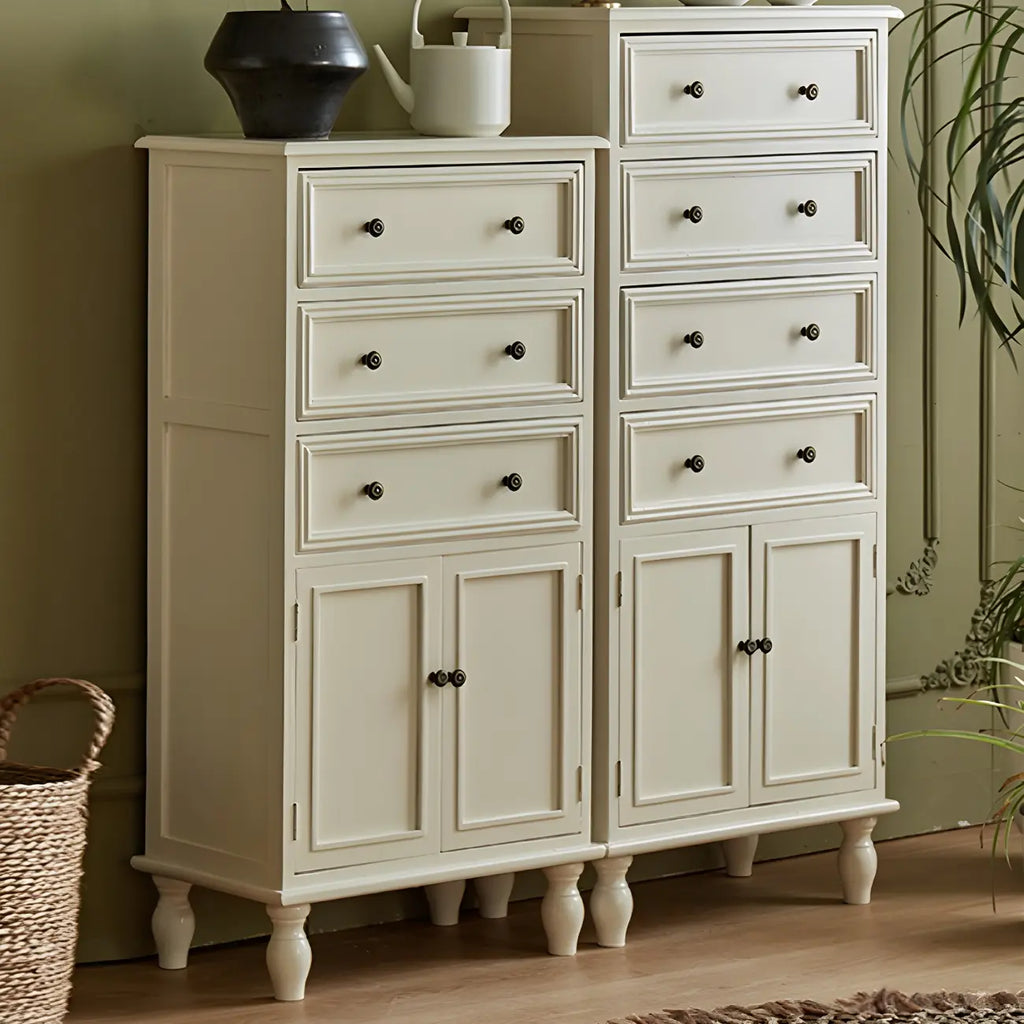 Retro Lacquered Rectangular Wooden Drawers Storage Chest