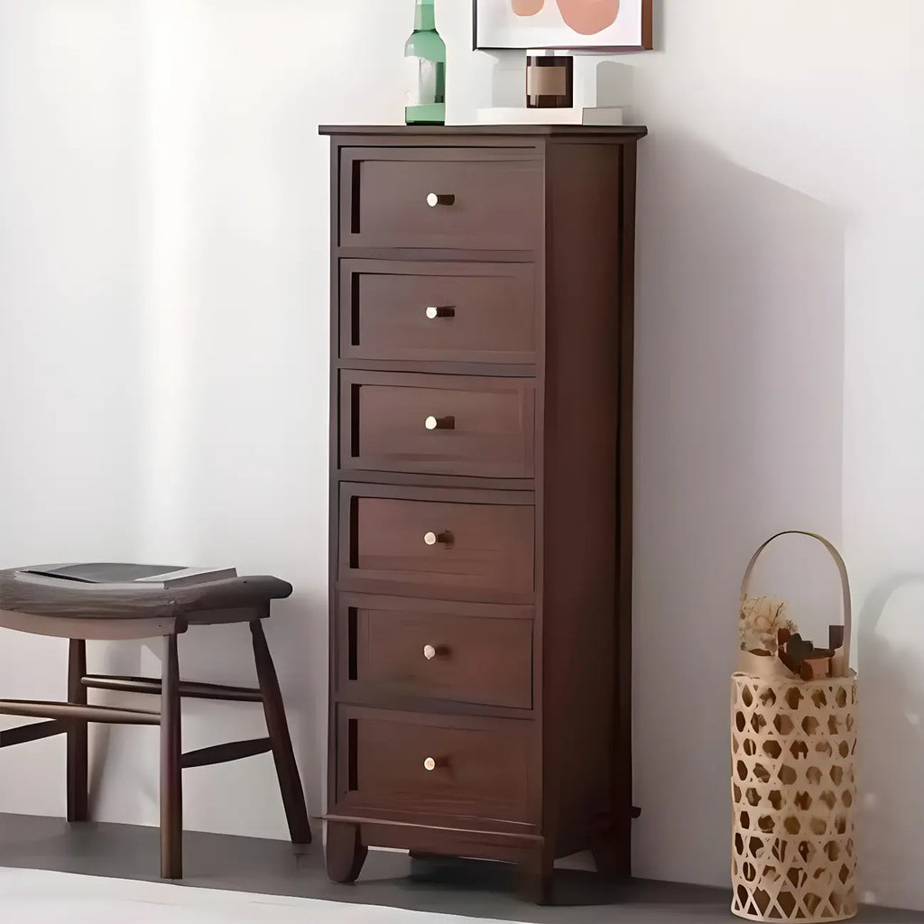 Retro Lacquered Rectangular Wooden Drawers Storage Chest