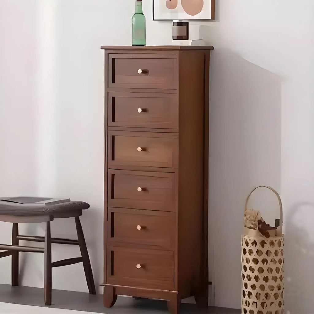 Retro Lacquered Rectangular Wooden Drawers Storage Chest