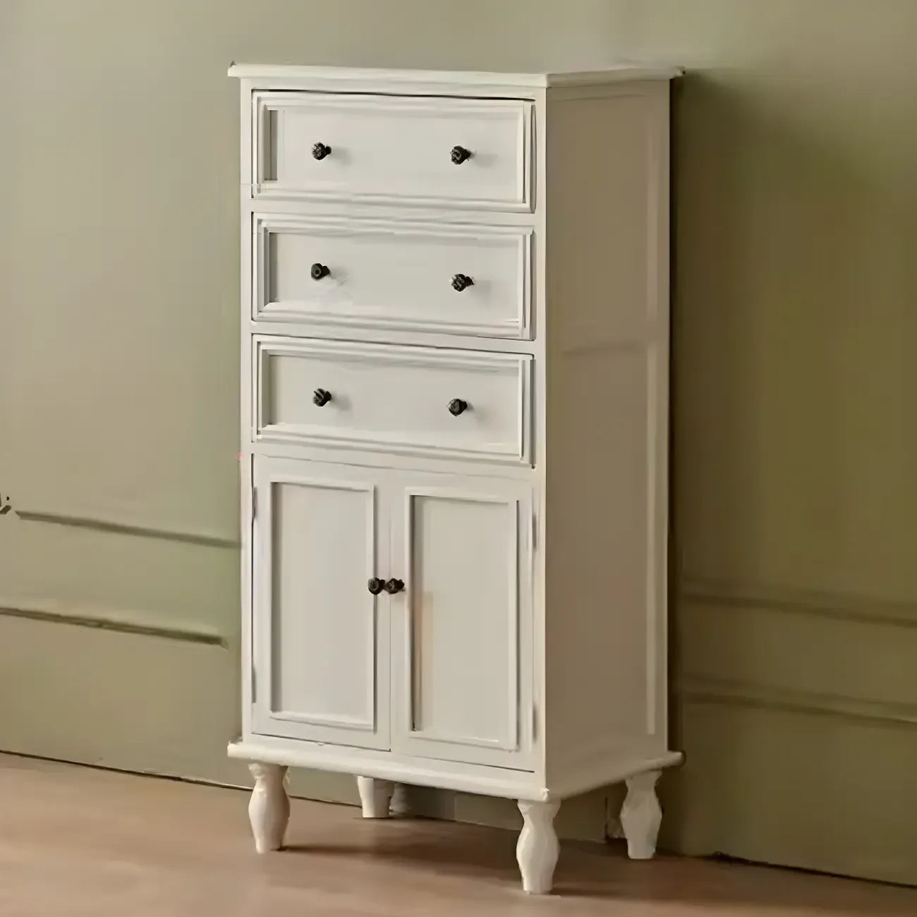 Retro Lacquered Rectangular Wooden Drawers Storage Chest