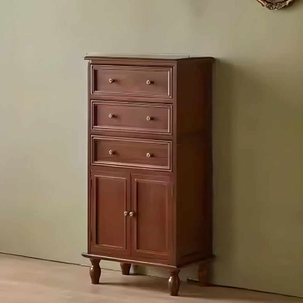 Retro Lacquered Rectangular Wooden Drawers Storage Chest