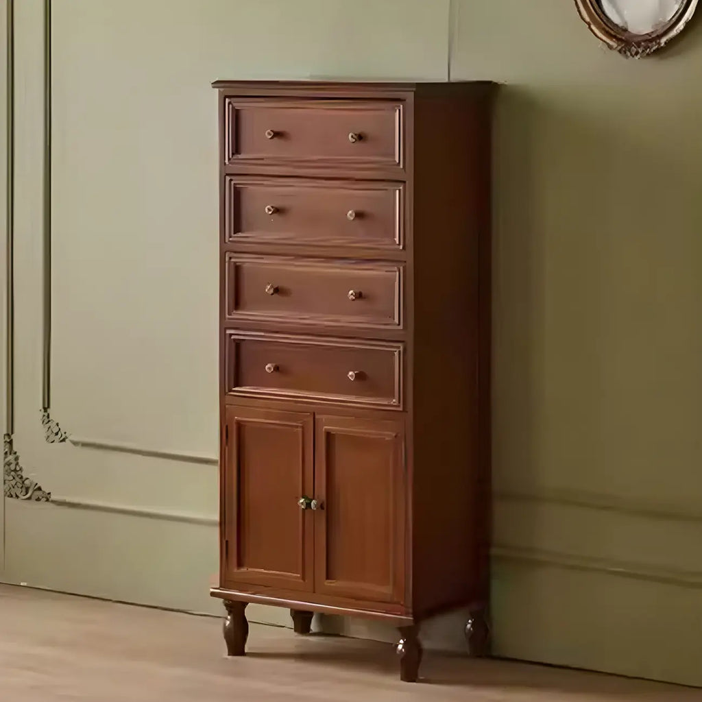 Retro Lacquered Rectangular Wooden Drawers Storage Chest