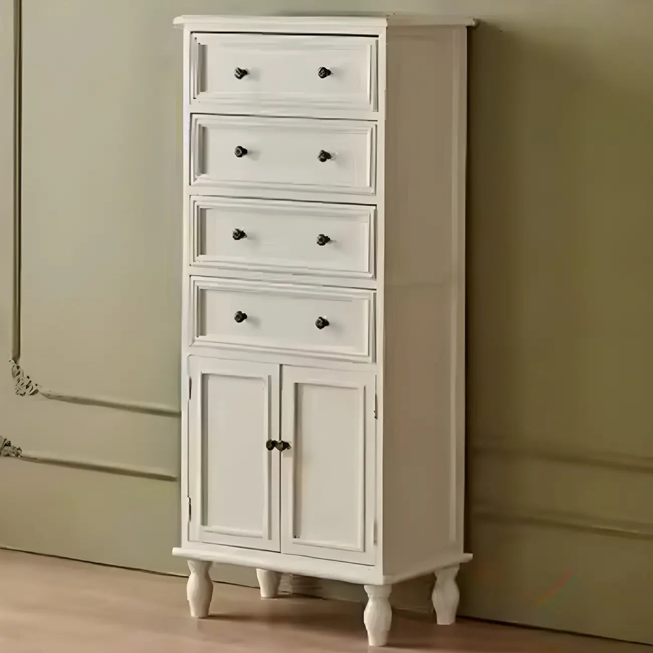 Retro Lacquered Rectangular Wooden Drawers Storage Chest