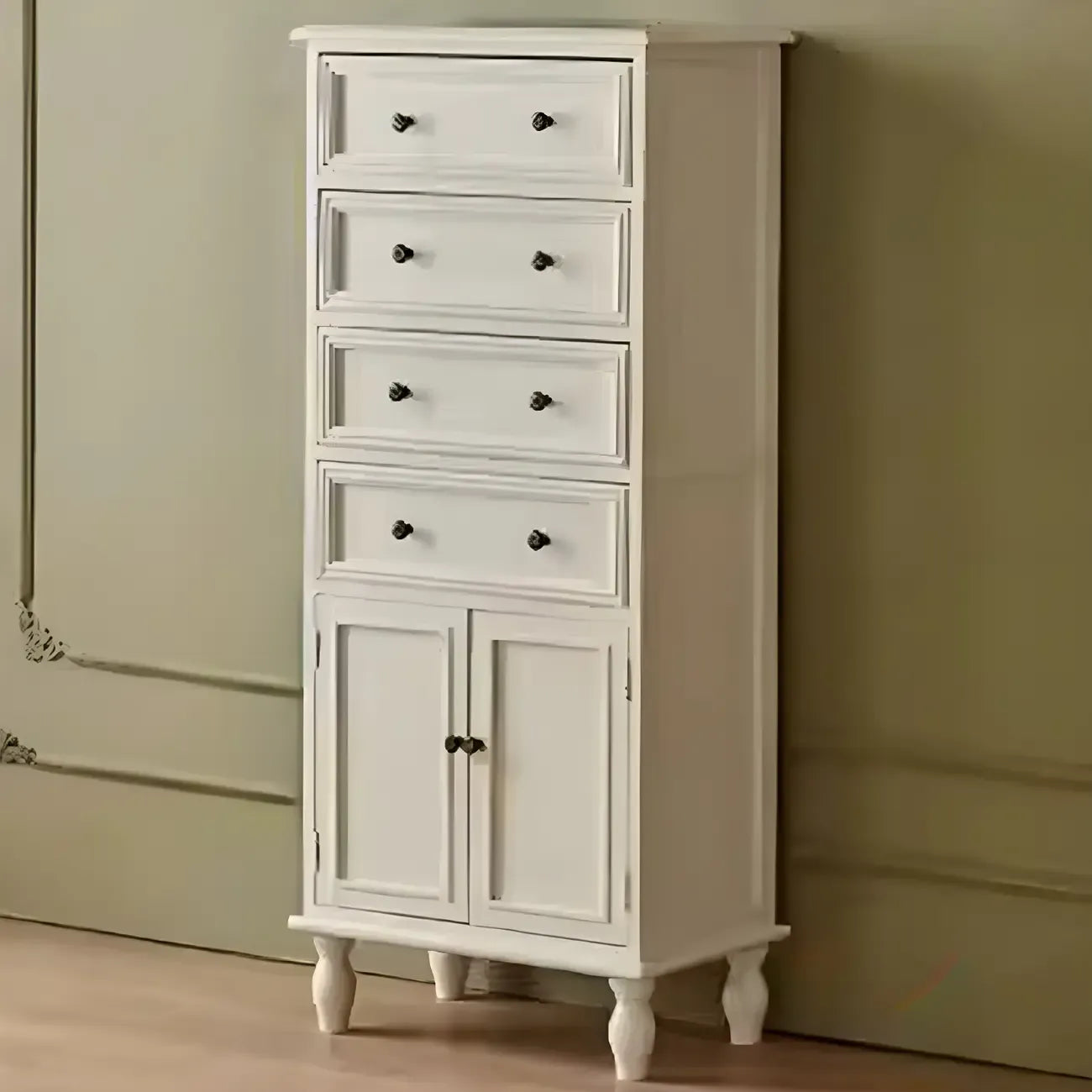 Retro Lacquered Rectangular Wooden Drawers Storage Chest