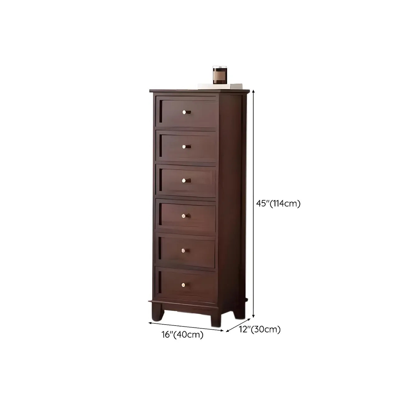 Retro Lacquered Rectangular Wooden Drawers Storage Chest