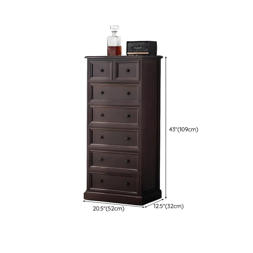 Retro Lacquered Rectangular Wooden Drawers Storage Chest