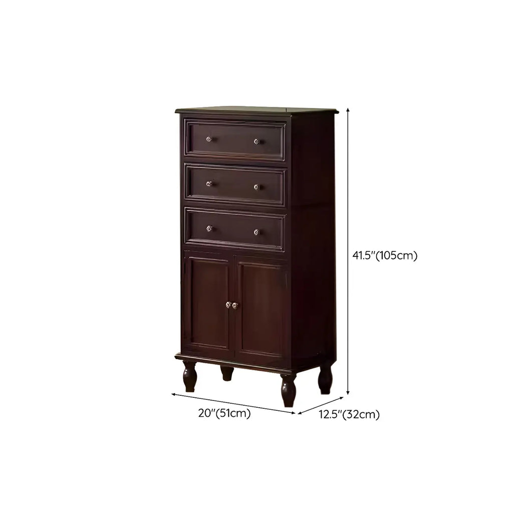 Retro Lacquered Rectangular Wooden Drawers Storage Chest