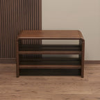 Entryway Brown Solid Wood 3-Tier Shoe Rack Bench