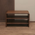 Entryway Brown Solid Wood 3-Tier Shoe Rack Bench
