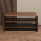 Entryway Brown Solid Wood 3-Tier Shoe Rack Bench
