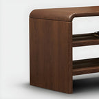 Entryway Brown Solid Wood 3-Tier Shoe Rack Bench