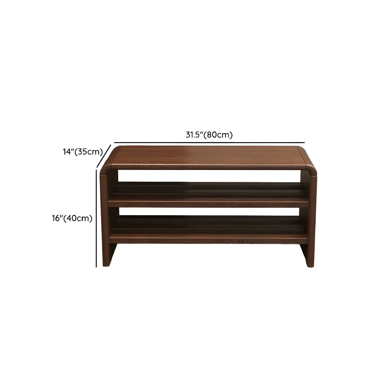 Entryway Brown Solid Wood 3-Tier Shoe Rack Bench