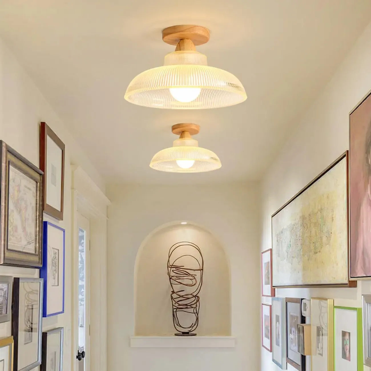 Elegant Glass LED Semi-Flush Ceiling Light for Living Room